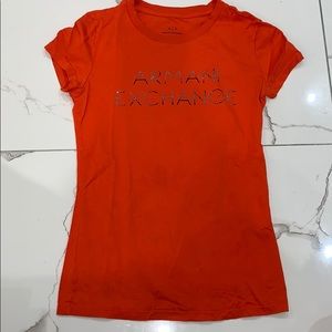 Armani Exchange Orange Red Logo Short Sleeve Shirt